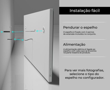 Espelho com iluminação LED L09 para casa de banho #10