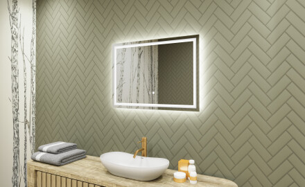 Espelho com iluminação LED para casa de banho 70x50cm com Dual color, Interruptor tátil, Desembaciador - L49
