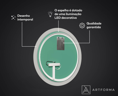 Espelho Decorativo Redondo Com Iluminação LED Para Sala De Estar - Lines #3