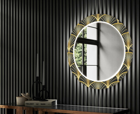Espelho Decorativo Redondo Com Iluminação LED Para O Corredor - Art Deco #2